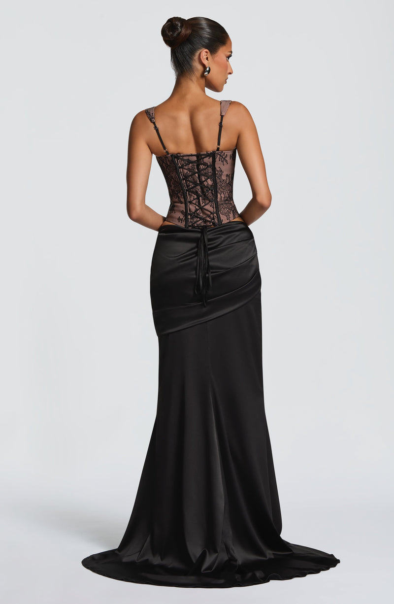chinese dress ladies Black corset dress with transparent sides
