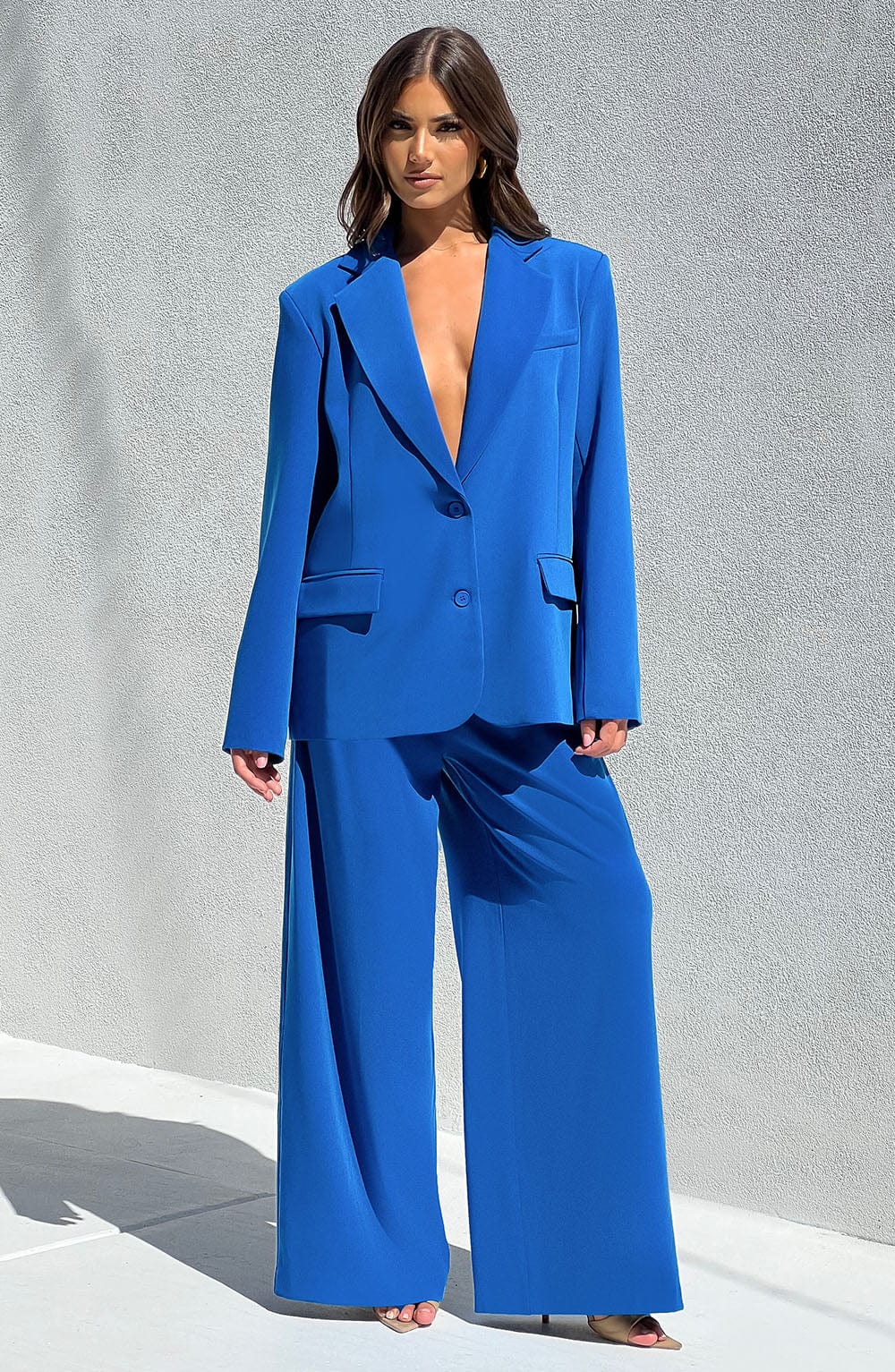 Noa Oversized Suit Jacket - Blue – BABYBOO