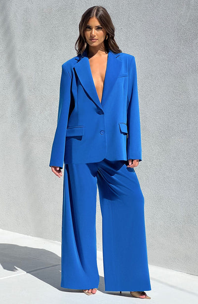 Noa Oversized Suit Jacket - Blue Jackets Babyboo Fashion Premium Exclusive Design