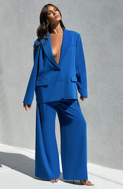 Noa Oversized Suit Jacket - Blue Jackets Babyboo Fashion Premium Exclusive Design