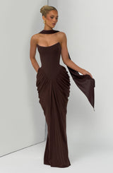 Noura Maxi Dress - Plum Brown Dress Babyboo Fashion Premium Exclusive Design