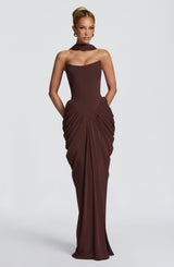 Noura Maxi Dress - Plum Brown Dress Babyboo Fashion Premium Exclusive Design