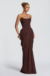 Noura Maxi Dress - Plum Brown Dress Babyboo Fashion Premium Exclusive Design