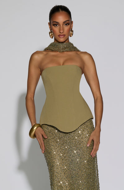 Shop the Oakley Corset - Sage | Stylish Green Top by Babyboo Fashion