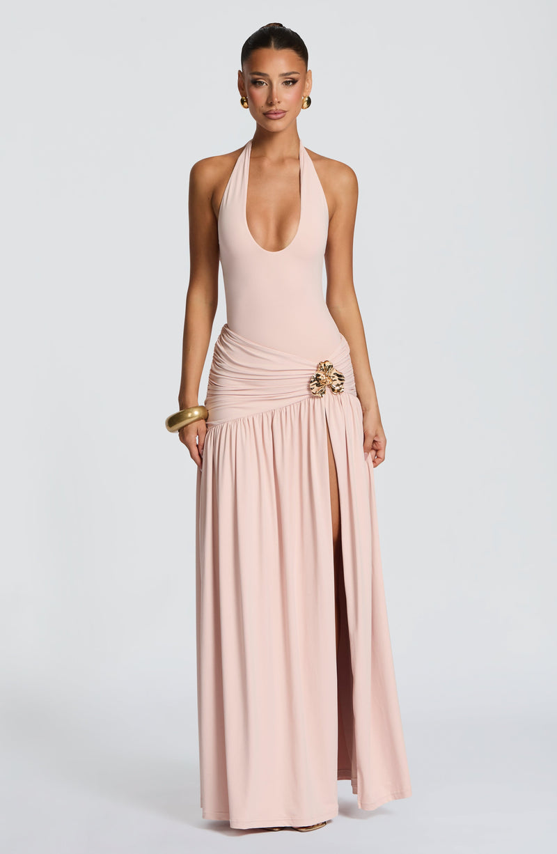 ladies brown dress trousers Miss Circle Women's Odelle Tulip Pink Crinkle Chiffon Wrap Dress main image 1
