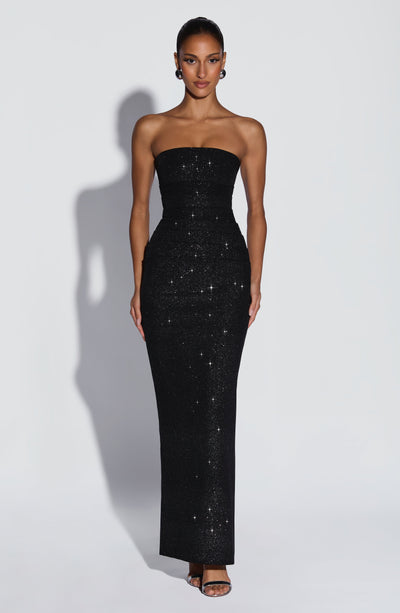 princess polly baby blue dress Black Maxi Dress - Pandra Maxi Dress - Black Sparkle