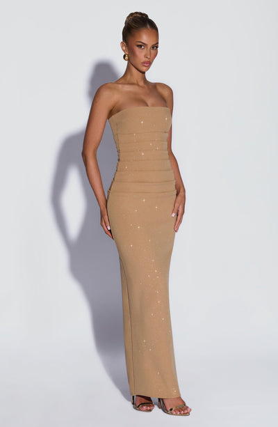 Gold Maxi Dress - Pandra Maxi Dress in Gold Sparkle