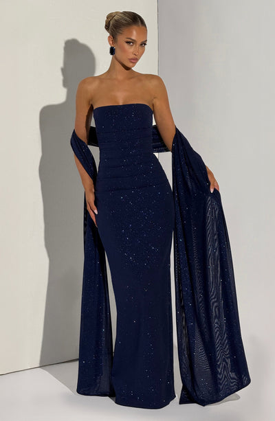 Shop the Elegant Pandra Maxi Dress - Navy Sparkle