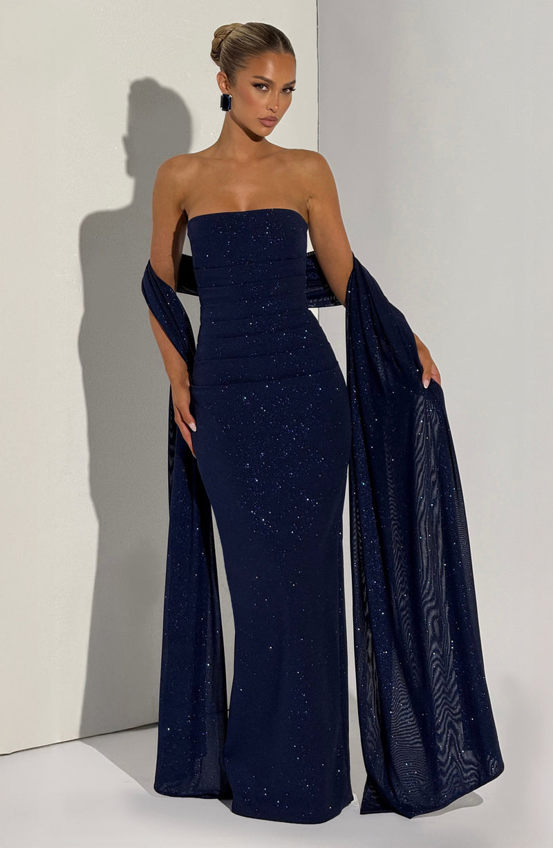 Pandra Maxi Dress - Navy Sparkle Dress Babyboo Fashion Premium Exclusive Design