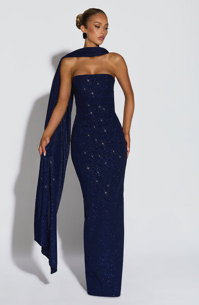 Shop the Elegant Pandra Maxi Dress - Navy Sparkle | Babyboo Fashion Shop the Elegant Pandra Maxi Dress - Navy Sparkle | Babyboo Fashion