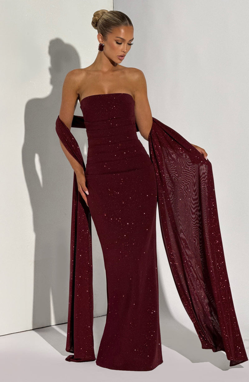 Pandra Maxi Dress - Wine Sparkle Dress Babyboo Fashion Premium Exclusive Design