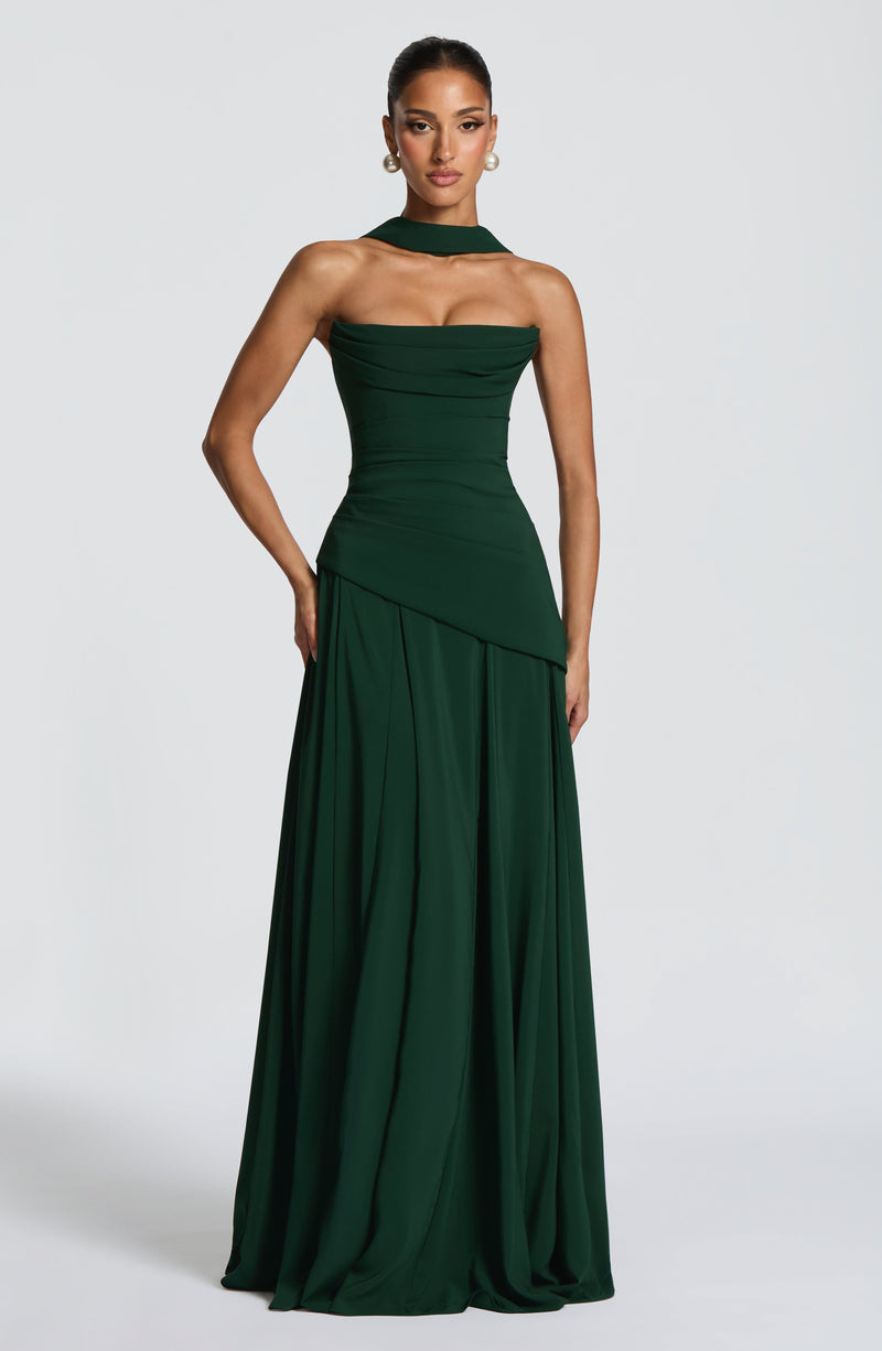 emerald maxi dress formal Zenobia Plus Size Evening Dress In Black main image 1