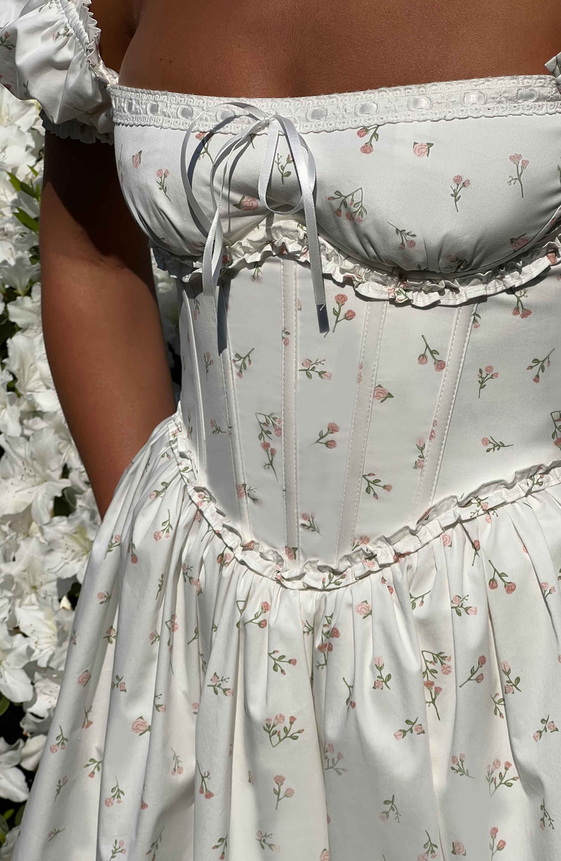 Penelope Mini Dress - Blush Floral Print Dress Babyboo Fashion Premium Exclusive Design