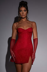 Pixie Mini Dress - Red Sparkle Dress Babyboo Fashion Premium Exclusive Design