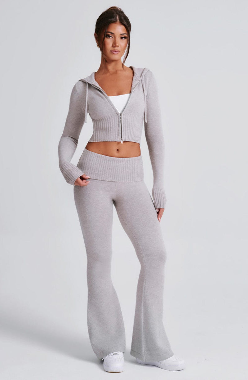 Portia Knit Hoodie - Light Grey Marl Tops Babyboo Fashion Premium Exclusive Design