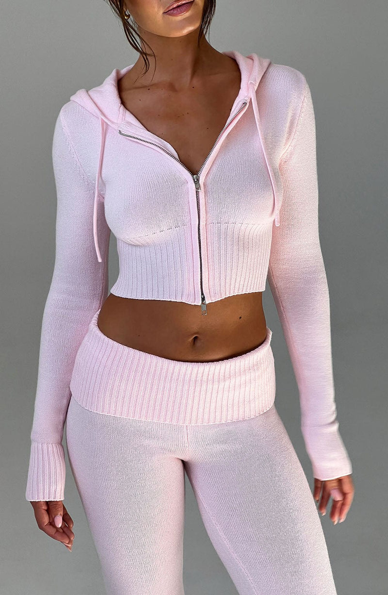 Portia Knit Hoodie - Pink Tops Babyboo Fashion Premium Exclusive Design