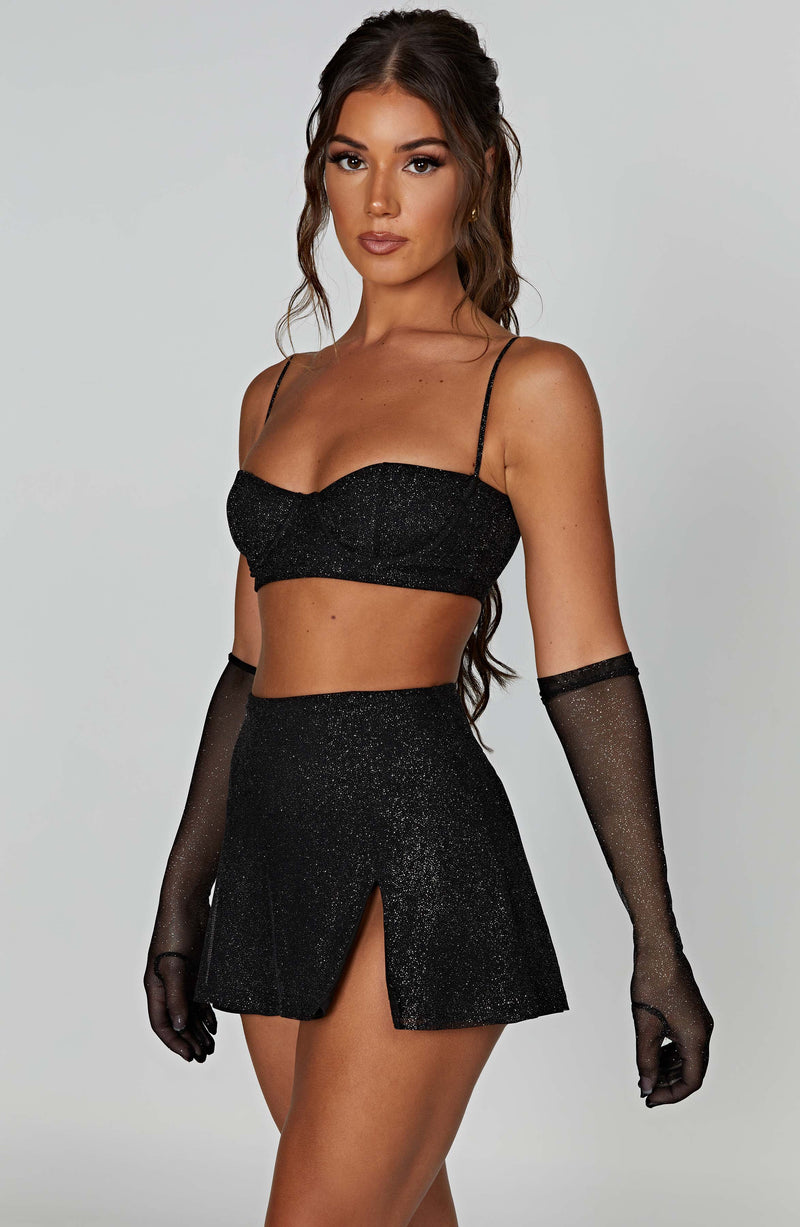 Posie Mini Skirt - Black Sparkle Skirt Babyboo Fashion Premium Exclusive Design