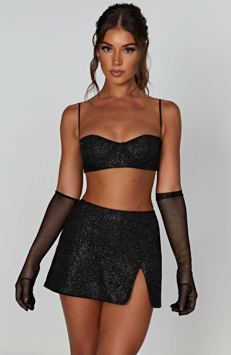 Posie Mini Skirt - Black Sparkle Skirt XS Babyboo Fashion Premium Exclusive Design