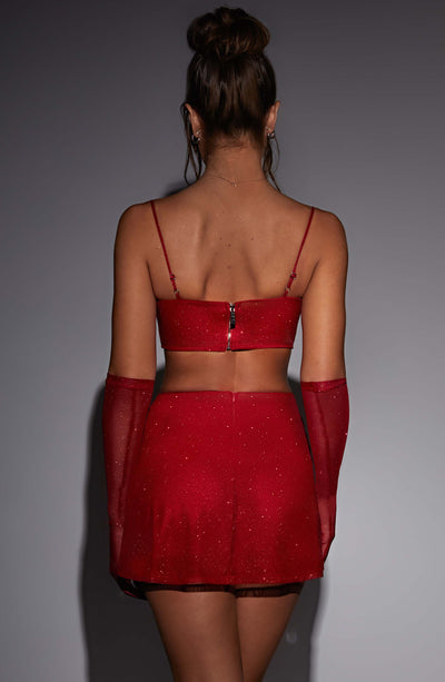 Posie Mini Skirt - Red Sparkle Skirt Babyboo Fashion Premium Exclusive Design