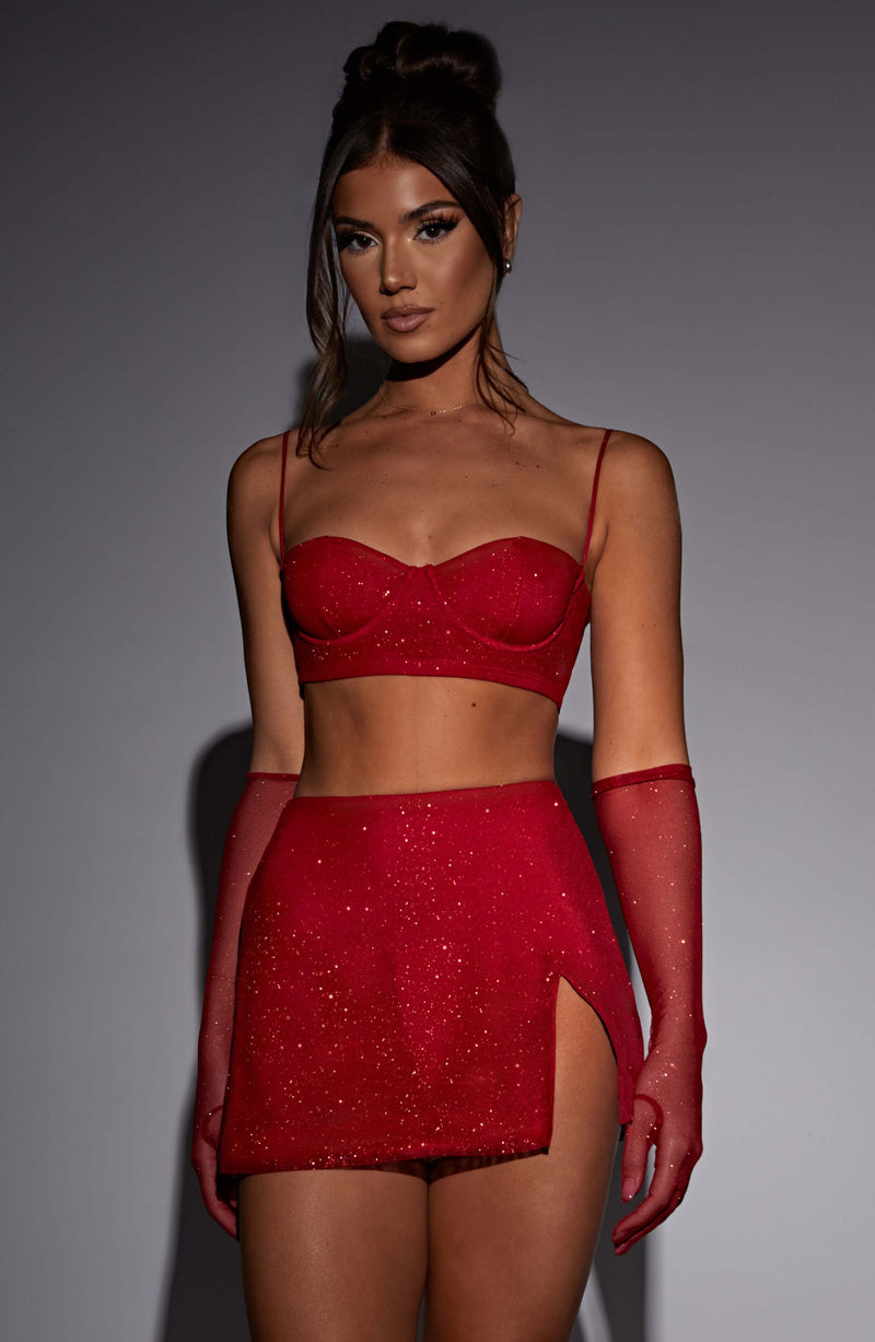 Posie Mini Skirt - Red Sparkle Skirt Babyboo Fashion Premium Exclusive Design
