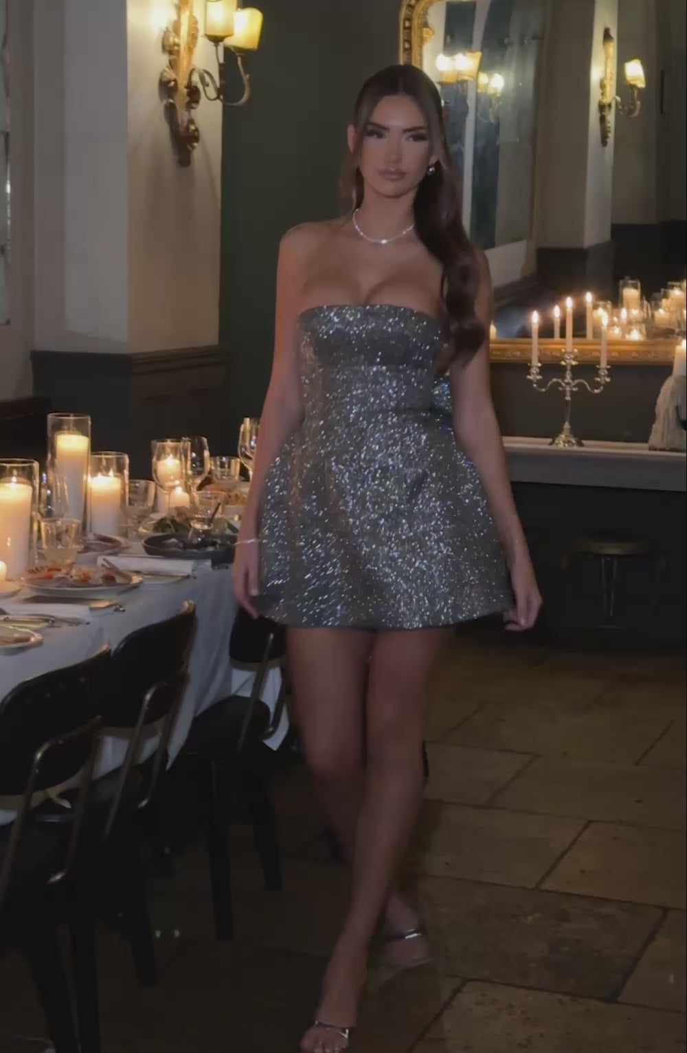 Alice Mini Dress - Grey Sparkle – Babyboo Fashion