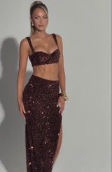 Inaya Maxi Skirt - Plum Brown