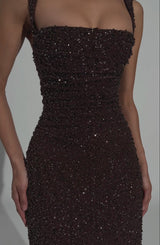 Calanthe Maxi Dress - Plum Brown Sparkle