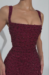 Calanthe Maxi Dress - Burgundy Sparkle