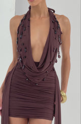 Melona Mini Dress - Plum Brown