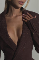 Elvira Mini Dress - Plum Brown Sparkle