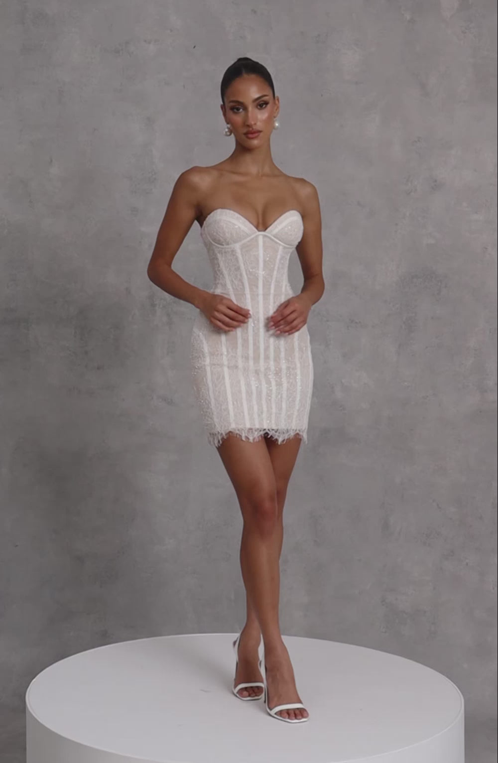 Sian Mini Dress - Ivory Embellishment-Mini Dress