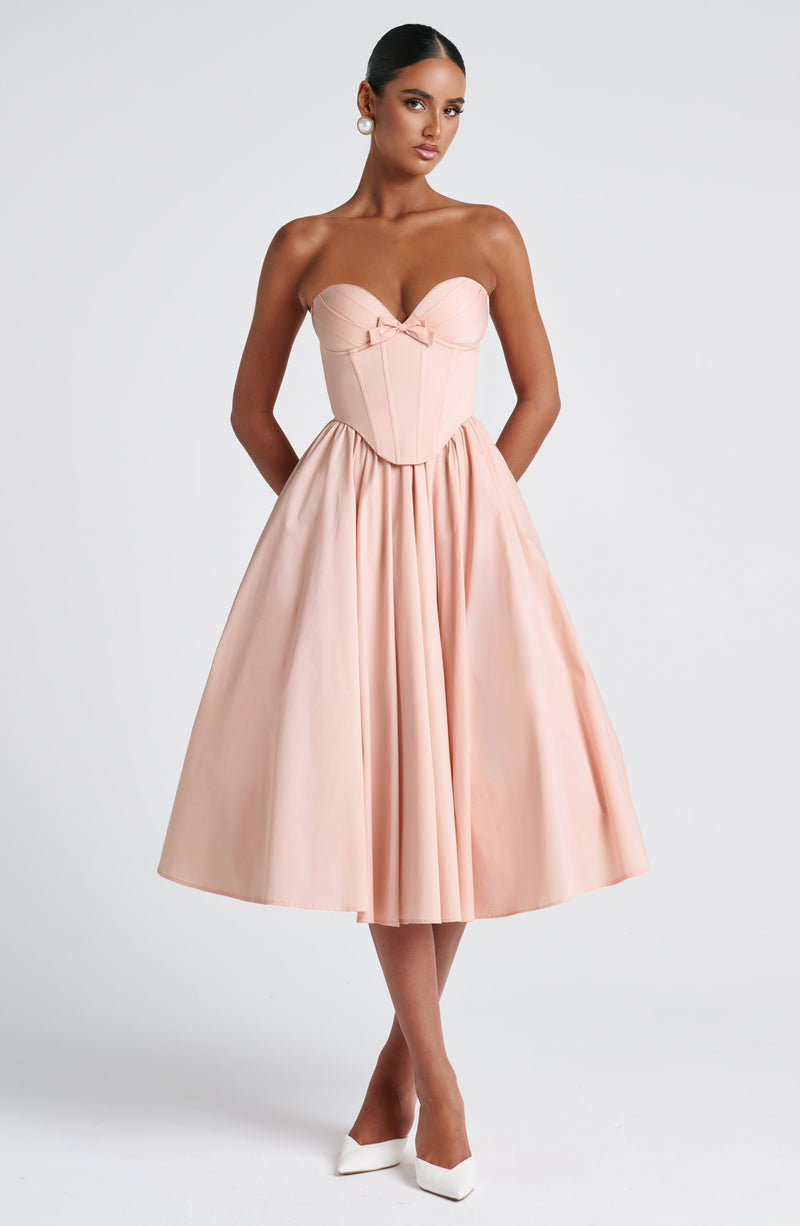 Babyboo Prim Midi Dress in Soft Peach Size L