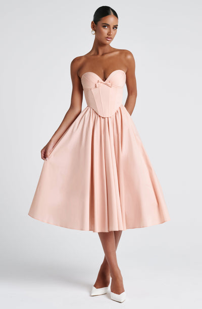 Prim Midi Dress | Soft Peach | Babyboo Fashion Prim Midi Dress | Soft Peach | Babyboo Fashion