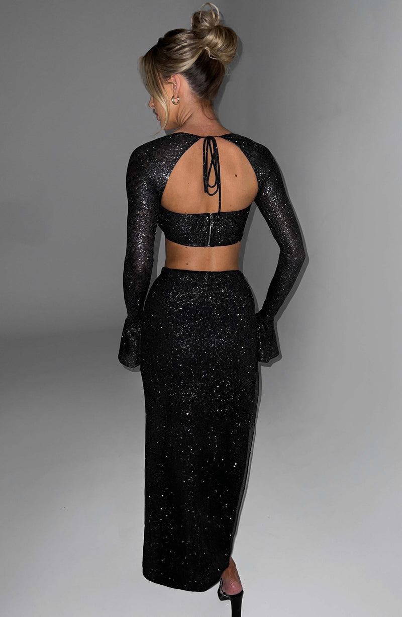 Priscilla Top - Black Sparkle Tops Babyboo Fashion Premium Exclusive Design
