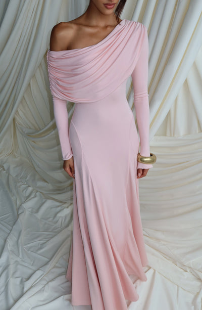 babyboo long sleeve dress Rafaela Maxi in Soft Blush Size S Color:IVORY MULTI Celadon Square Neck Wide Angled cut out detail LowStock:42696936685619