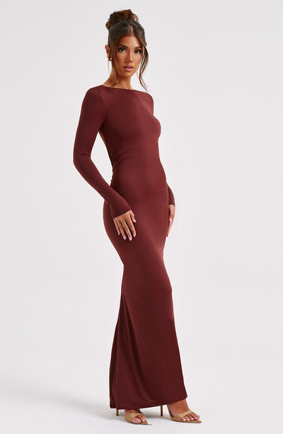 Rameesha Maxi Dress - Brown Dress Babyboo Fashion Premium Exclusive Design