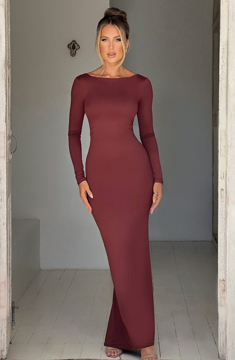 Rameesha Maxi Dress - Brown Dress Babyboo Fashion Premium Exclusive Design