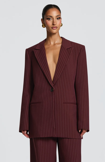 Reece Blazer - Burgundy Pinstripe by Babyboo Fashion Reece Blazer - Burgundy Pinstripe by Babyboo Fashion