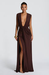 Romilly Gown - Plum Brown Dress Babyboo Fashion Premium Exclusive Design