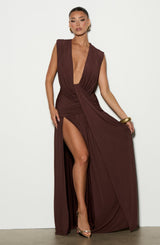 Romilly Gown - Plum Brown Dress Babyboo Fashion Premium Exclusive Design
