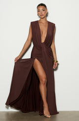 Romilly Gown - Plum Brown Dress Babyboo Fashion Premium Exclusive Design