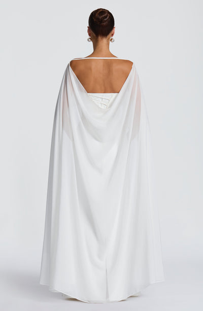 long white cape dress Romy Cape