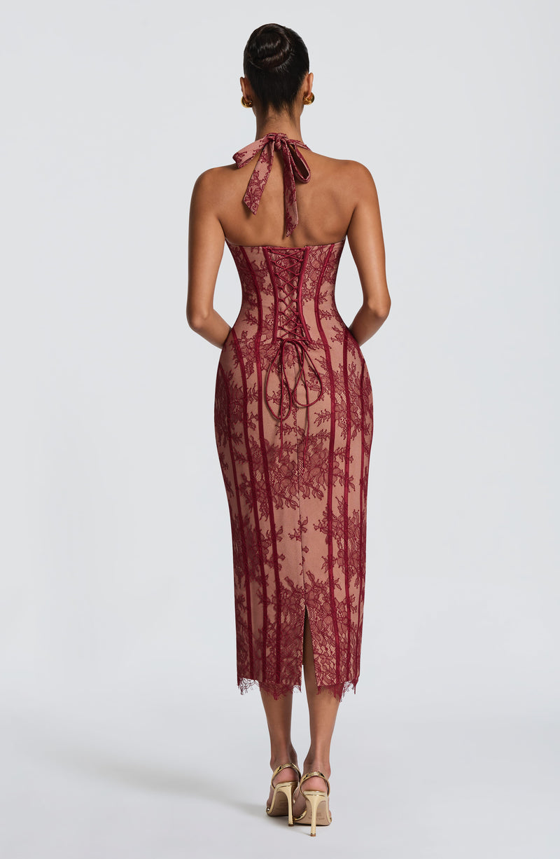 Babyboo Rona Midi Dress in Burgundy Size XS