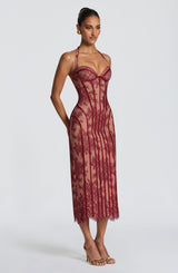 Rona Midi Dress - Burgundy Dress Babyboo Fashion Premium Exclusive Design