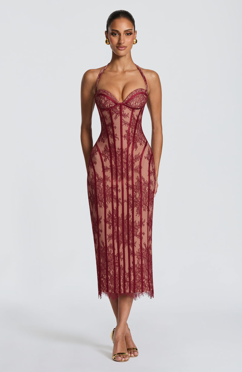 Babyboo Rona Midi Dress in Burgundy Size XS