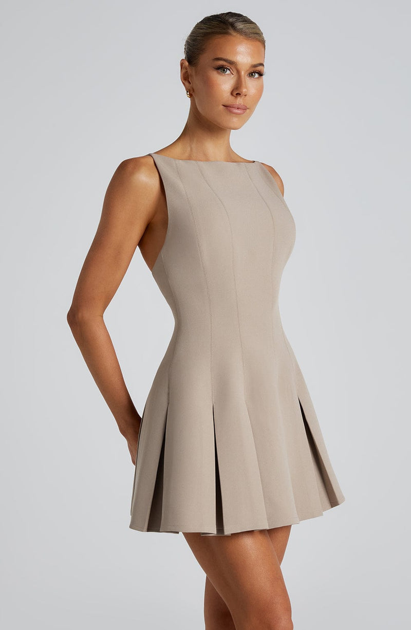 Rory Mini Dress - Taupe | Elegant Mini Dress | Babyboo Fashion Rory Mini Dress - Taupe | Elegant Mini Dress | Babyboo Fashion