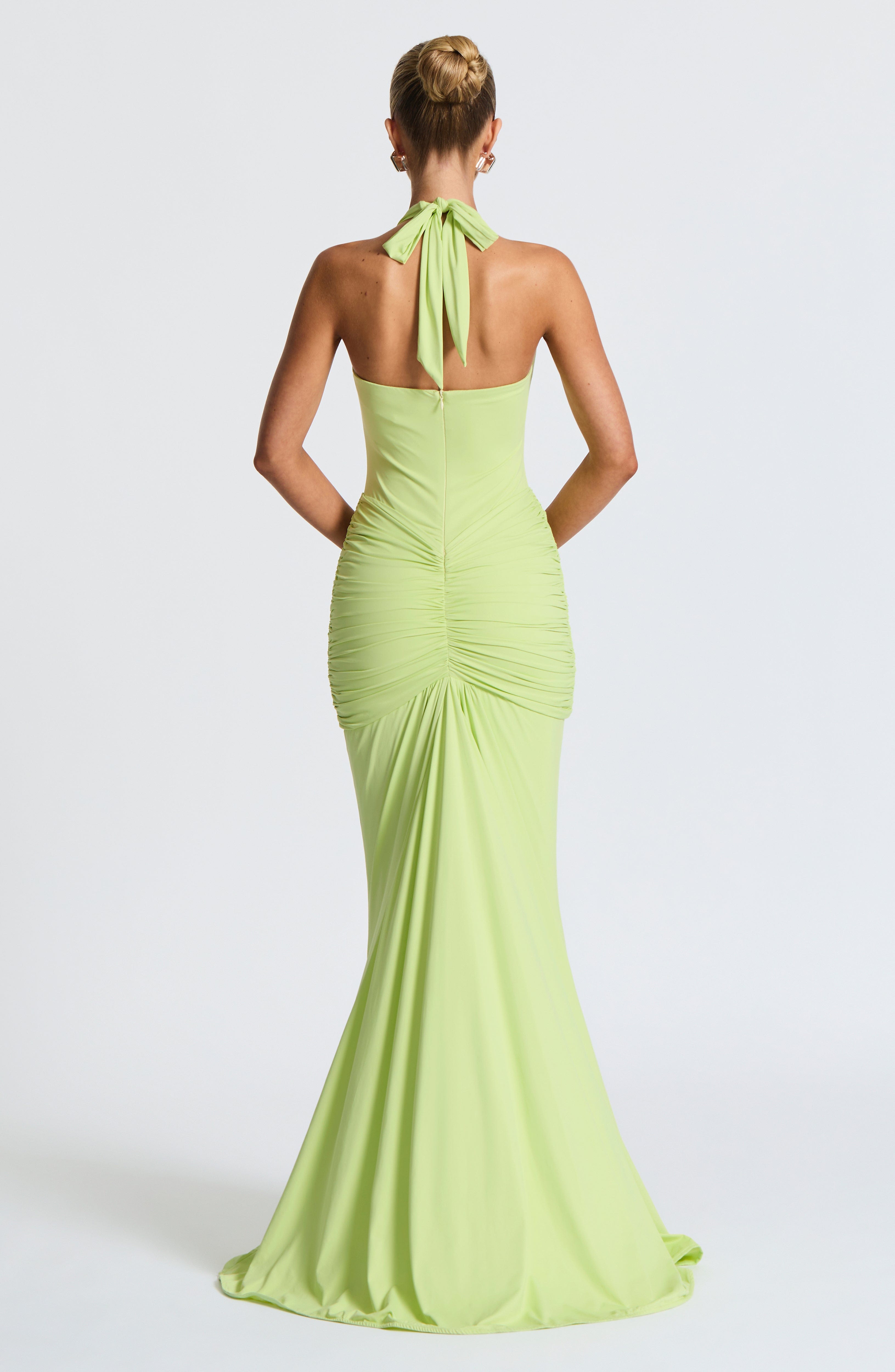 Rosetta Maxi Dress - Lime: Elegant Green Maxi Dress | Babyboo Fashion