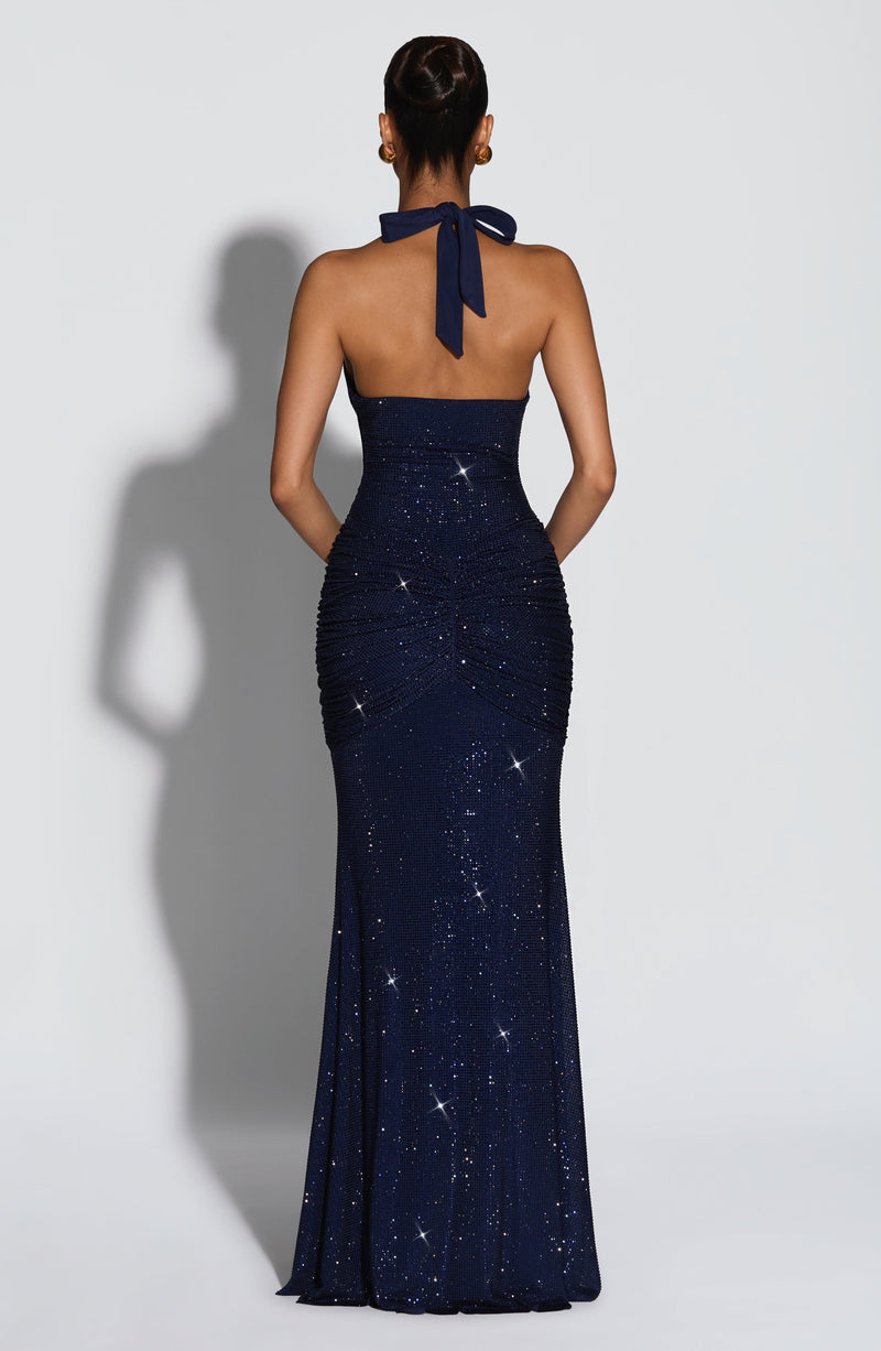 Shop the Rosetta Maxi Dress - Navy Sparkle | Babyboo Fashion Shop the Rosetta Maxi Dress - Navy Sparkle | Babyboo Fashion