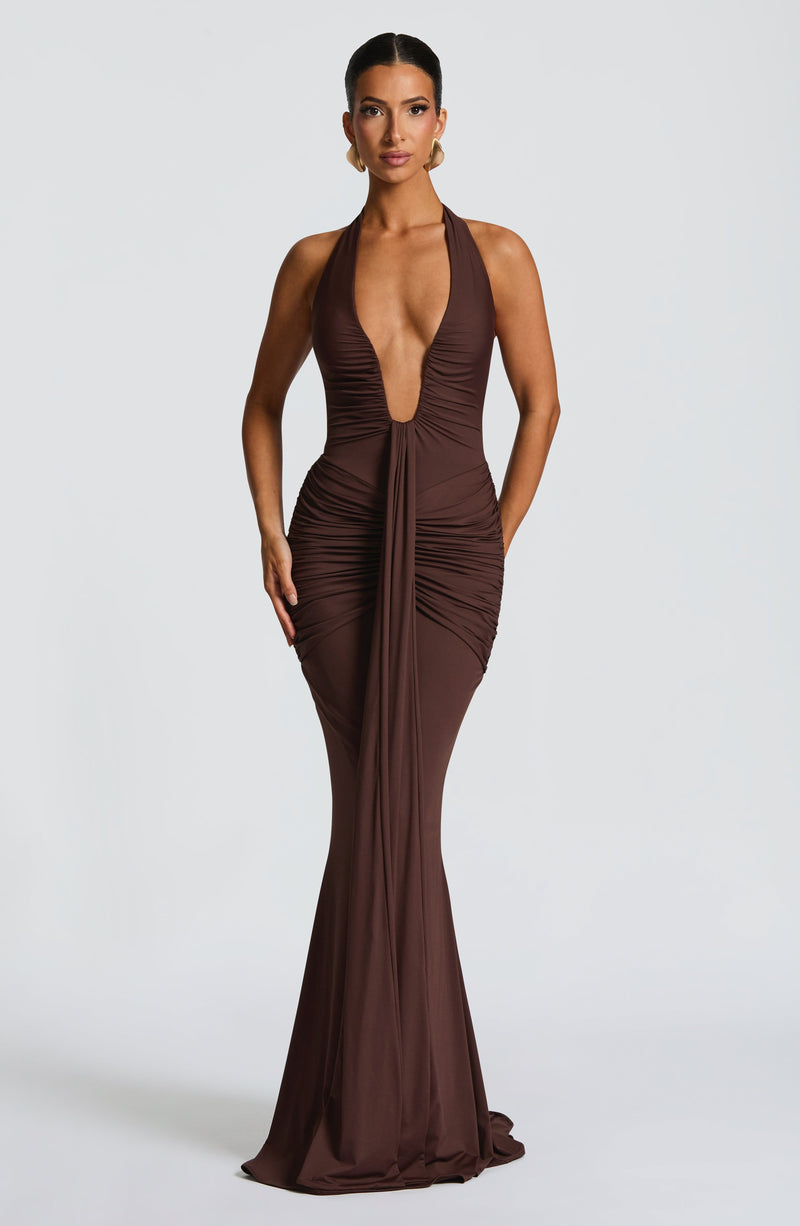 Brown Maxi Dress - Rosetta Maxi Dress in Plum Brown | Babyboo Fashion Brown Maxi Dress - Rosetta Maxi Dress in Plum Brown | Babyboo Fashion