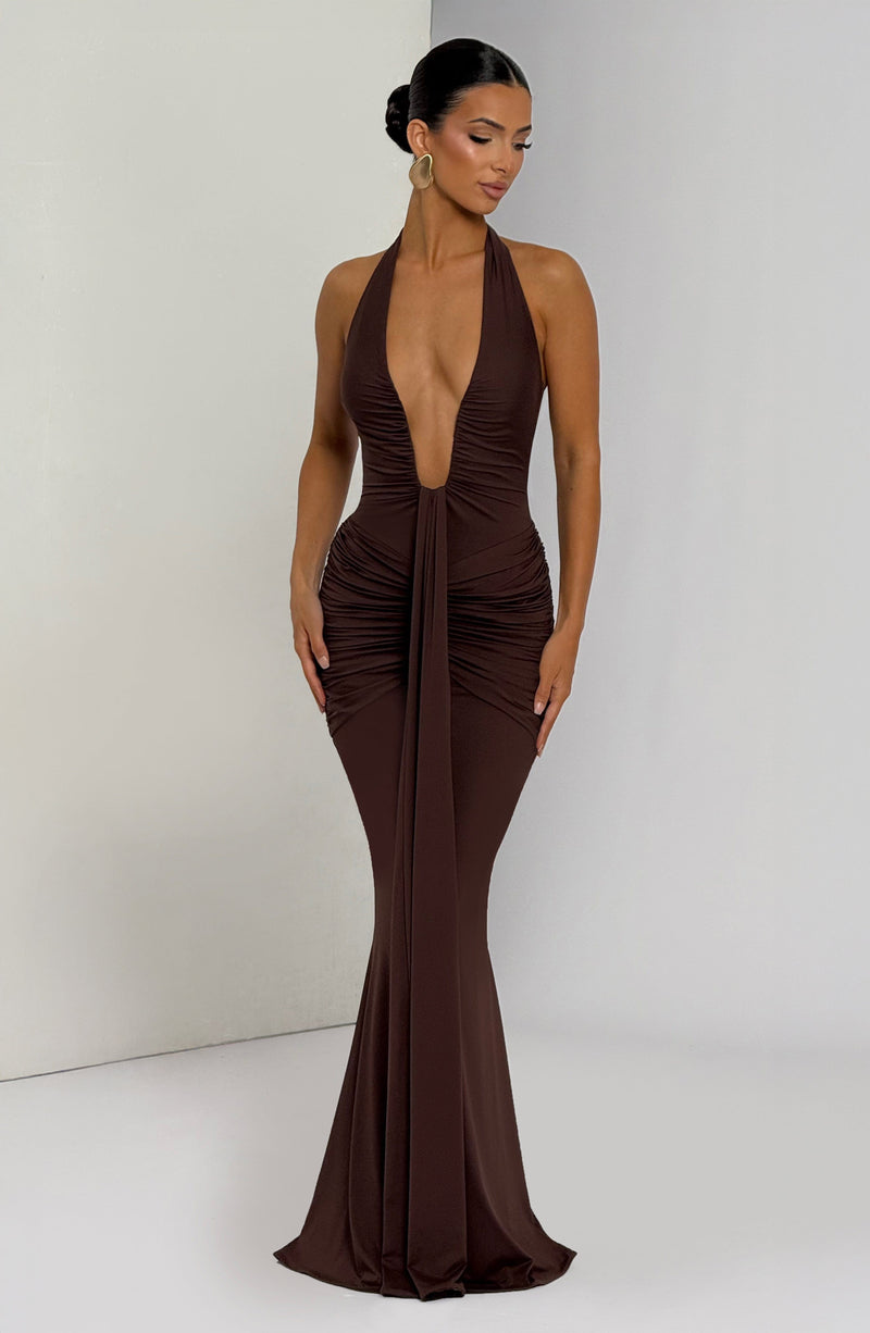 Brown Maxi Dress - Rosetta Maxi Dress in Plum Brown | Babyboo Fashion Brown Maxi Dress - Rosetta Maxi Dress in Plum Brown | Babyboo Fashion